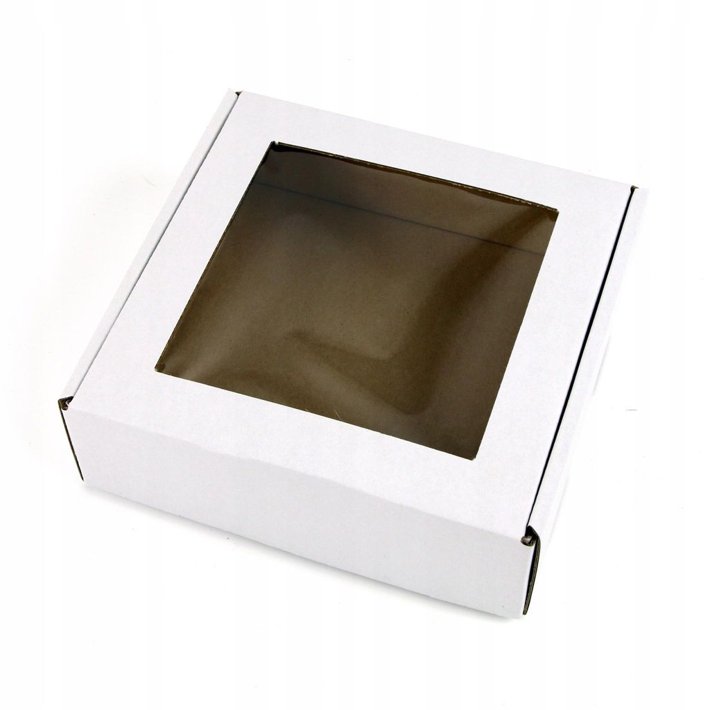 15 x 15 x 5 cm Schachtel mit Sichtfenster, quadratisch – Weiß – 100er-Set