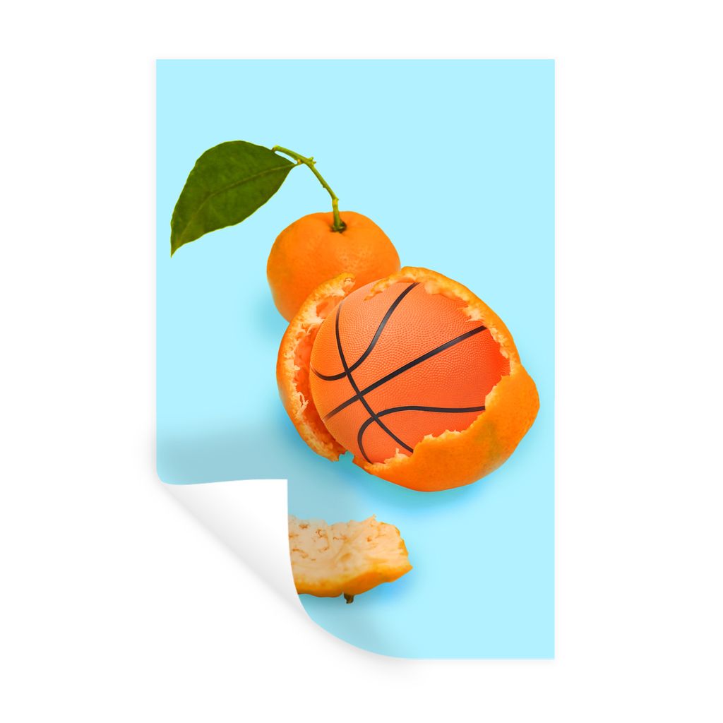 MuchoWow Wandtattoo Wandsticker Wandaufkleber Basketball - Orange - Obst - Orange - Blatt 20x30 cm Selbstklebend und Repositionierbar - Sticker -...