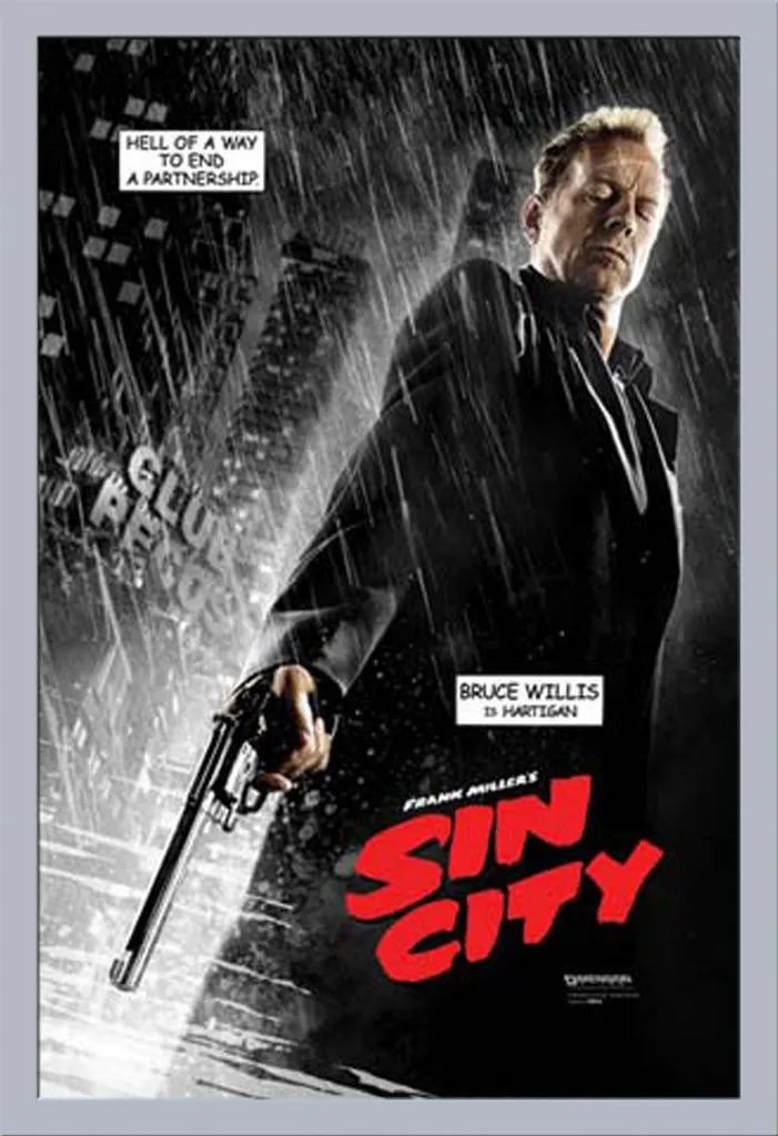 Poster Sin City Hartigan 61x91,5 cm con Cornice MDF Argento Maxi