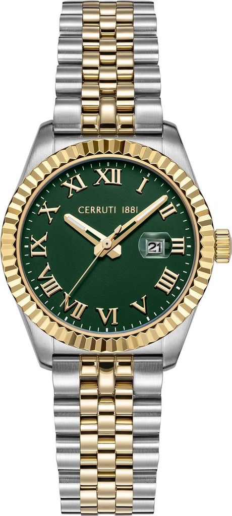 Cerruti 1881 polshorloge Date Baccio, groen - goud Productafbeelding 