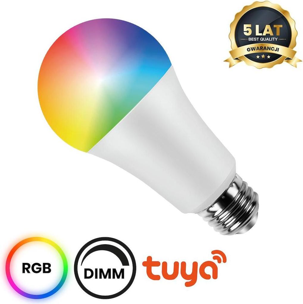 Smart LED Lampe E27 8W RGB+CCT DIM WiFi Tuya A60 – Eko-Light