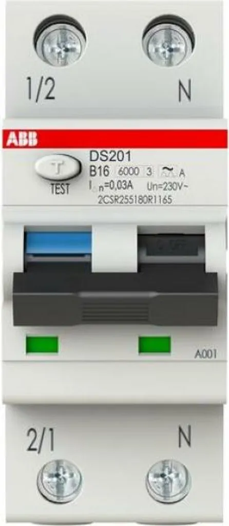 Disjoncteur ABB DS201 A 16A : Stop aux Risques d'Électrocution 30mA - 2