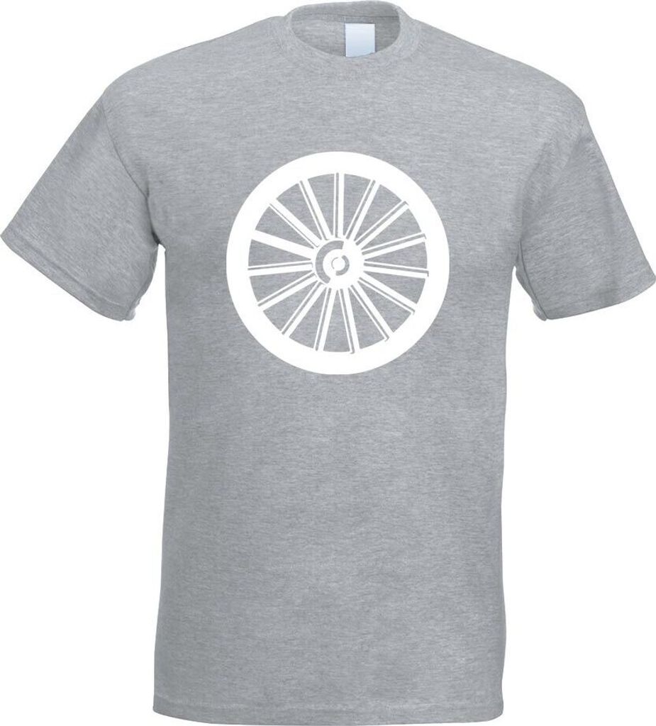 Kiwistar - T-Shirt - Graumeliert - Rad Wheel alt antik Motiv Bedruckt Funshirt Design Print - mit Motiv Bedruckt - Funshirt Design - Sport - Freize...
