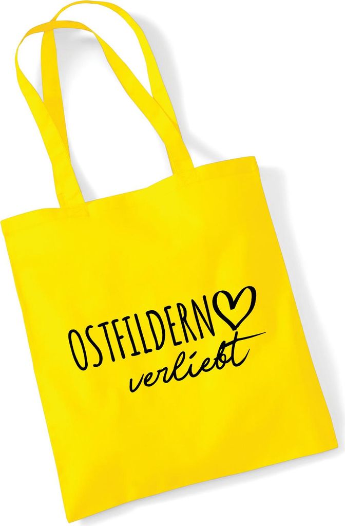 Huuraa Jutebeutel Ostfildern verliebt 10 Liter Yellow Baumwolle Tasche Geschenkidee