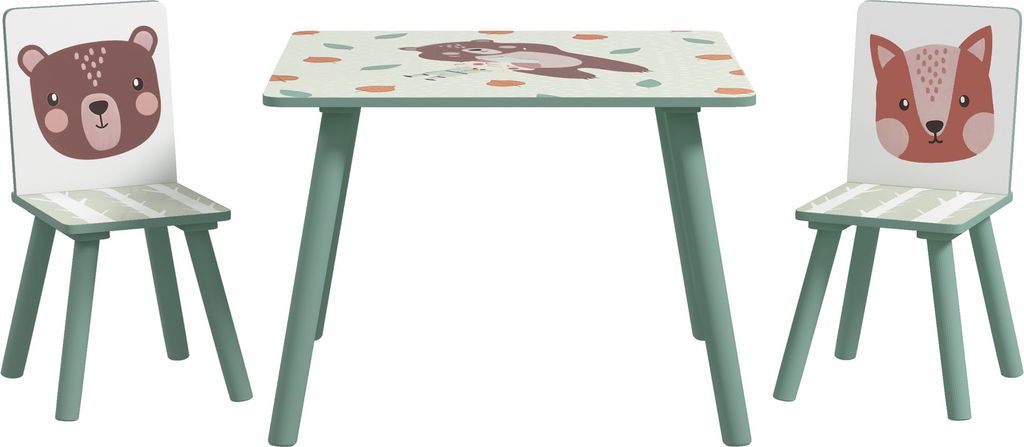 ZONEKIZ 3-teiliger Kindertisch und Stühle, Kindertisch mit 2 Stühlen, Aktivitätsmöbel-Set für Kinder im Alter von 3–8 Jahren, für Schlafzim...
