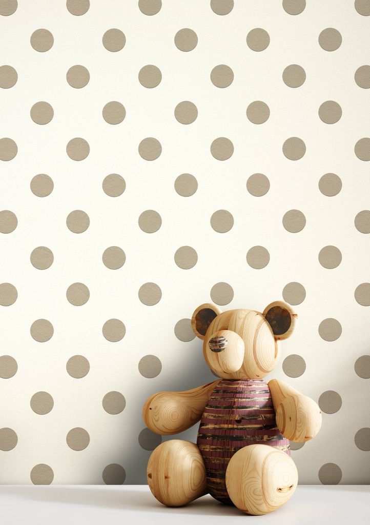 NEWROOM Tapete Creme Vliestapete Punkte - Kinderzimmertapete Kinder Grau Gepunktet Pünktchen Punktetapete Grafisch