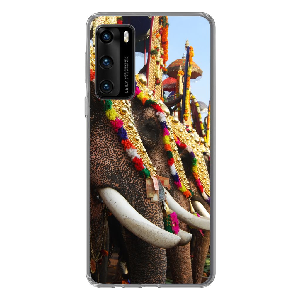 MuchoWow Handyhülle Schutzhülle Hülle für Huawei P40 Elefant - Parade - Tiere Silikon Softcase Handy Hülle - Handytasche