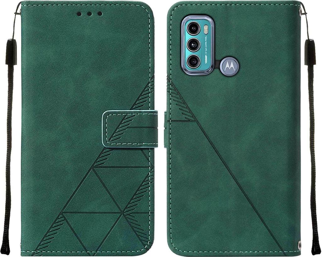 Moto G40 Hülle, Schlank Prägung Flip Leder Kartenfächer Schutzhülle mit Ständer für Motorola Moto G40 / G60 Grün
