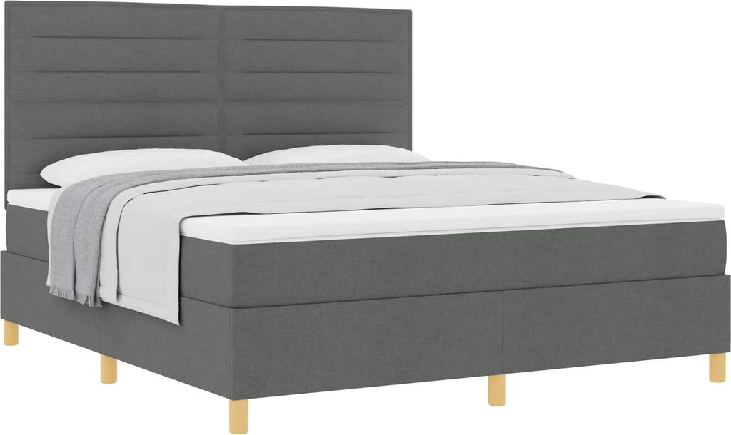 Boxspringbett mit Matratze Dunkelgrau 180 x 200 cm Stoff