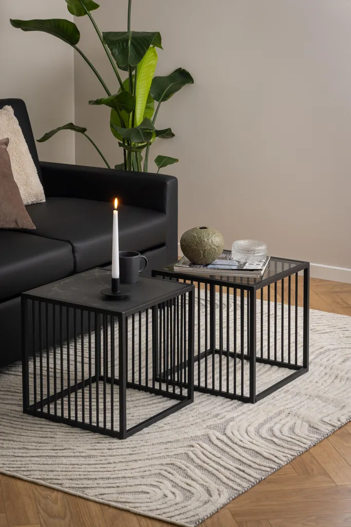 Table d'appoint compacte Strington effet marbre noir pour petits espaces - 6