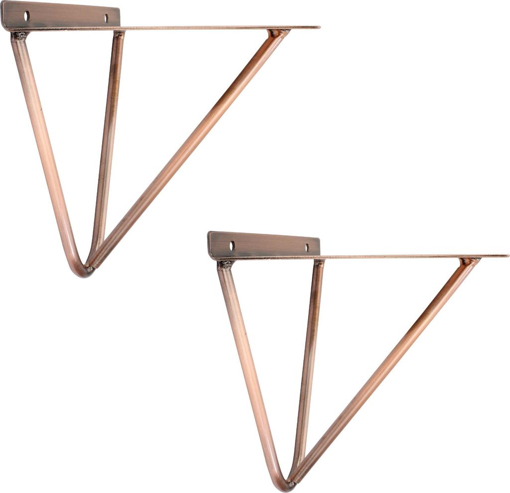 Natural Goods Berlin Regalhalter FHAIN, Regalhalterung, Regalträger, Wandregal, Wandkonsole, Antik Roségold, 160 bis 200 mm Regalboden, 2 Stück
