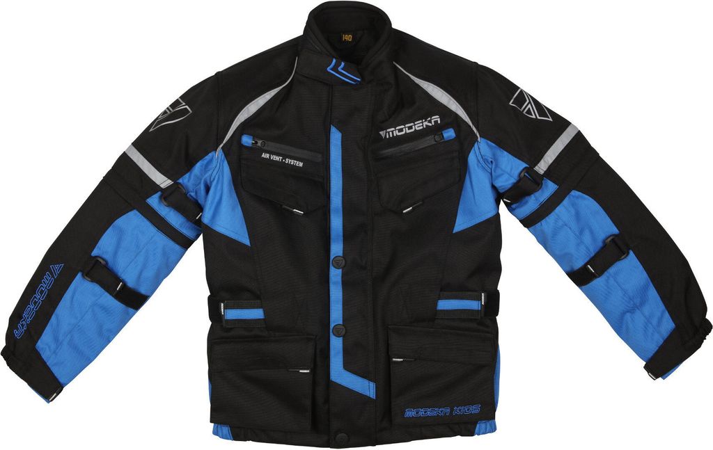 Modeka Tourex II Kinder Motorrad Textiljacke, schwarz/blau, 128