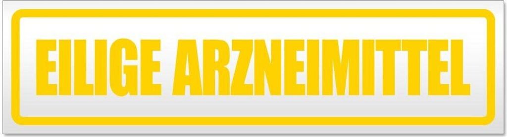 Kiwistar - Autoaufkleber - Gelb - 45 x 12 cm - Eilige Arzneimittel - Hinweis Aufkleber Sticker für Auto, Kfz, Fahrrad, PKW, LKW