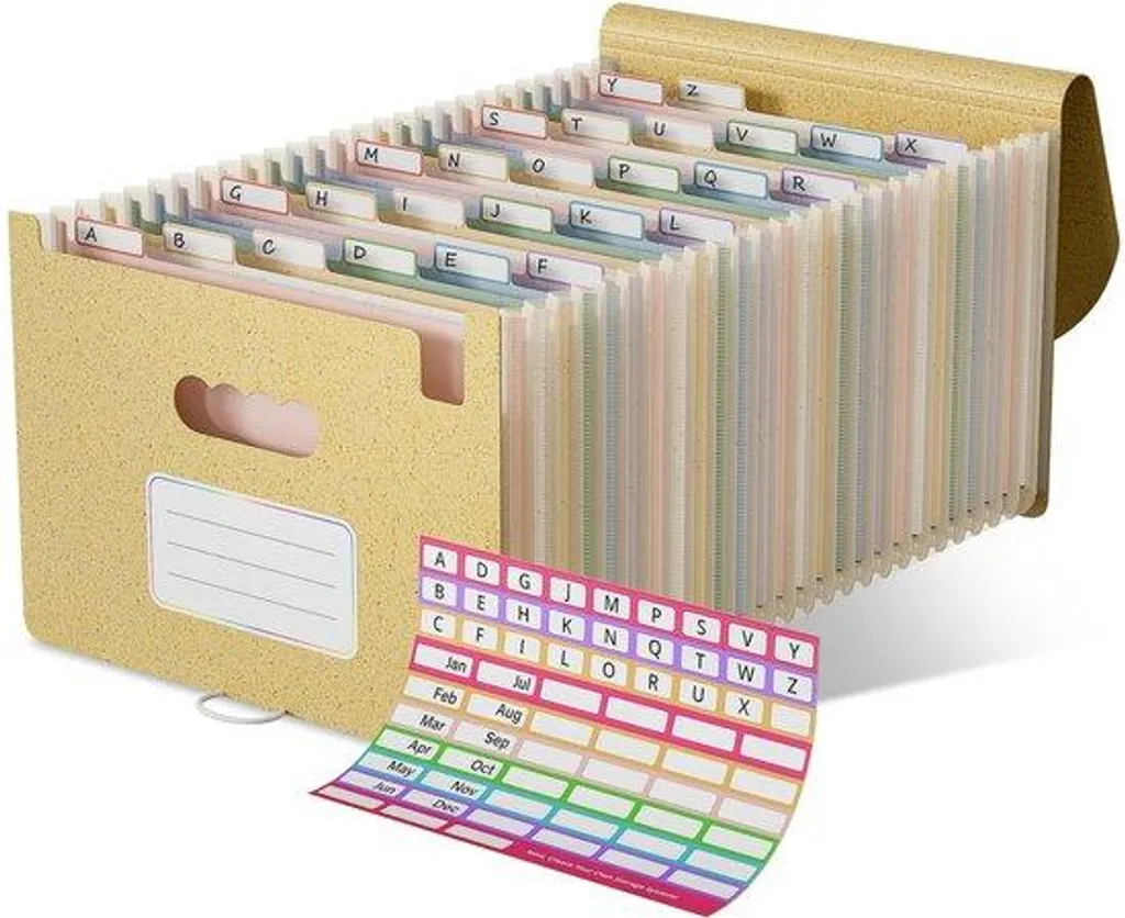 Porte-documents A4 en paille de blé avec 26 compartiments extensibles