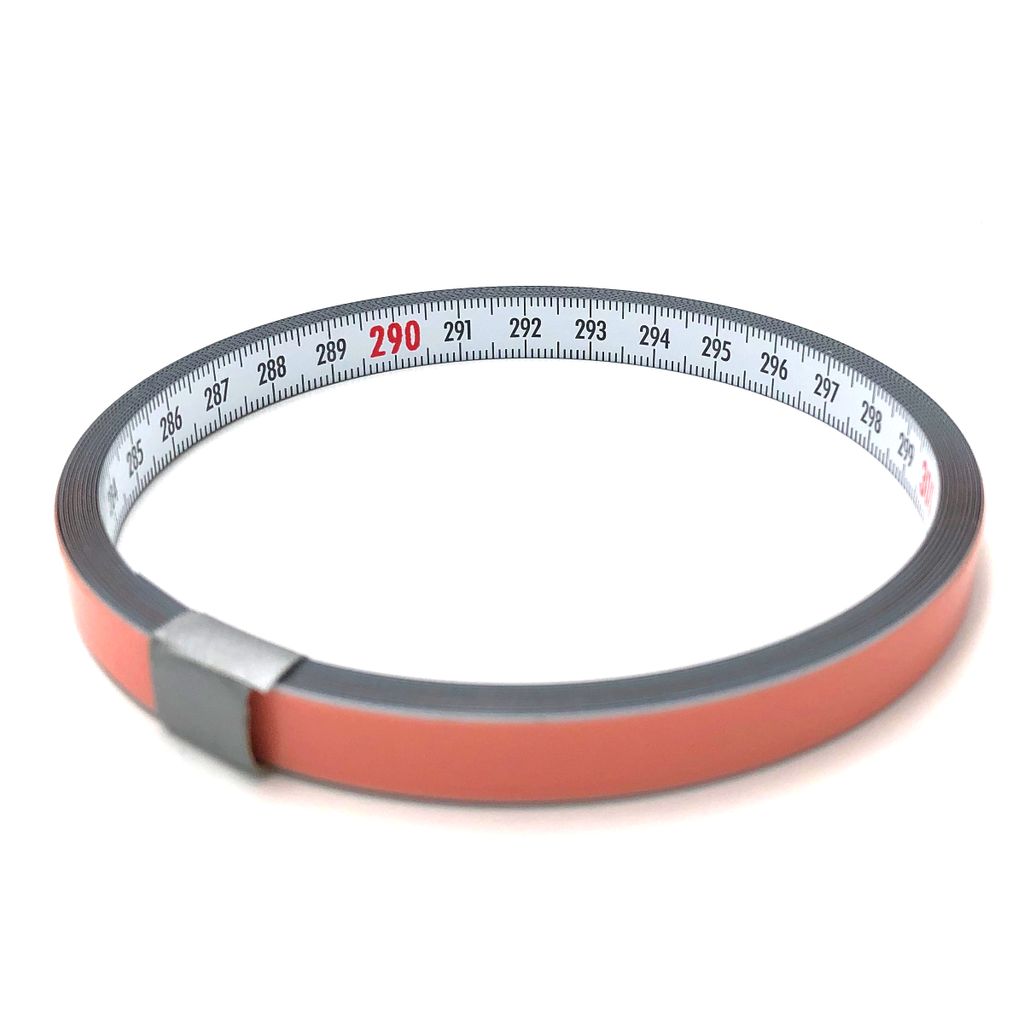 Skalenbandmaß - Stahl weiß lackiert mit Selbstklebefolie - Bezifferung von links nach rechts - Breite: 10mm, mit Duplexteilung - Länge: 10,0m, 1...