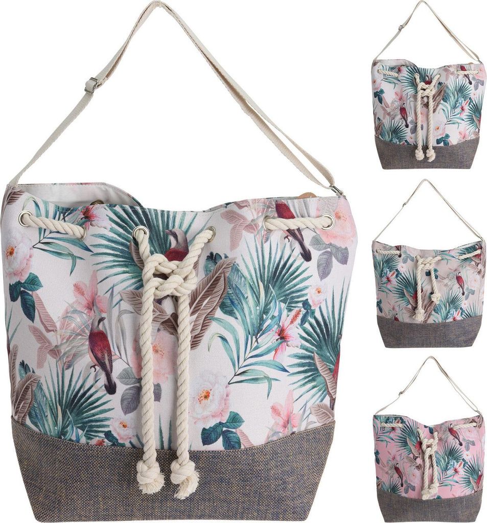 Strandtasche Canvas Blatt Design Multicolor Strandtasche Produktbild 