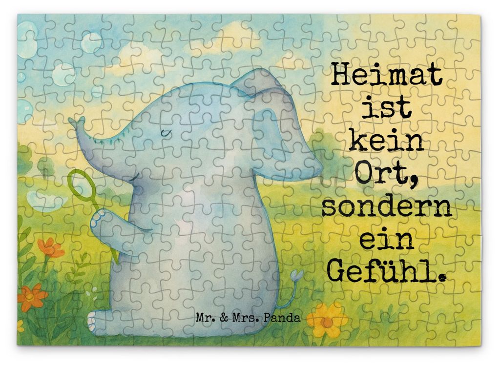 Mr. & Mrs. Panda Puzzle Elefant Seifenblasen Design 192 Teile - Weiß - Geschenk, Elefanten, 1500, Liebe, 500, Liebesspruch, Geduldspiel, Legespiel...