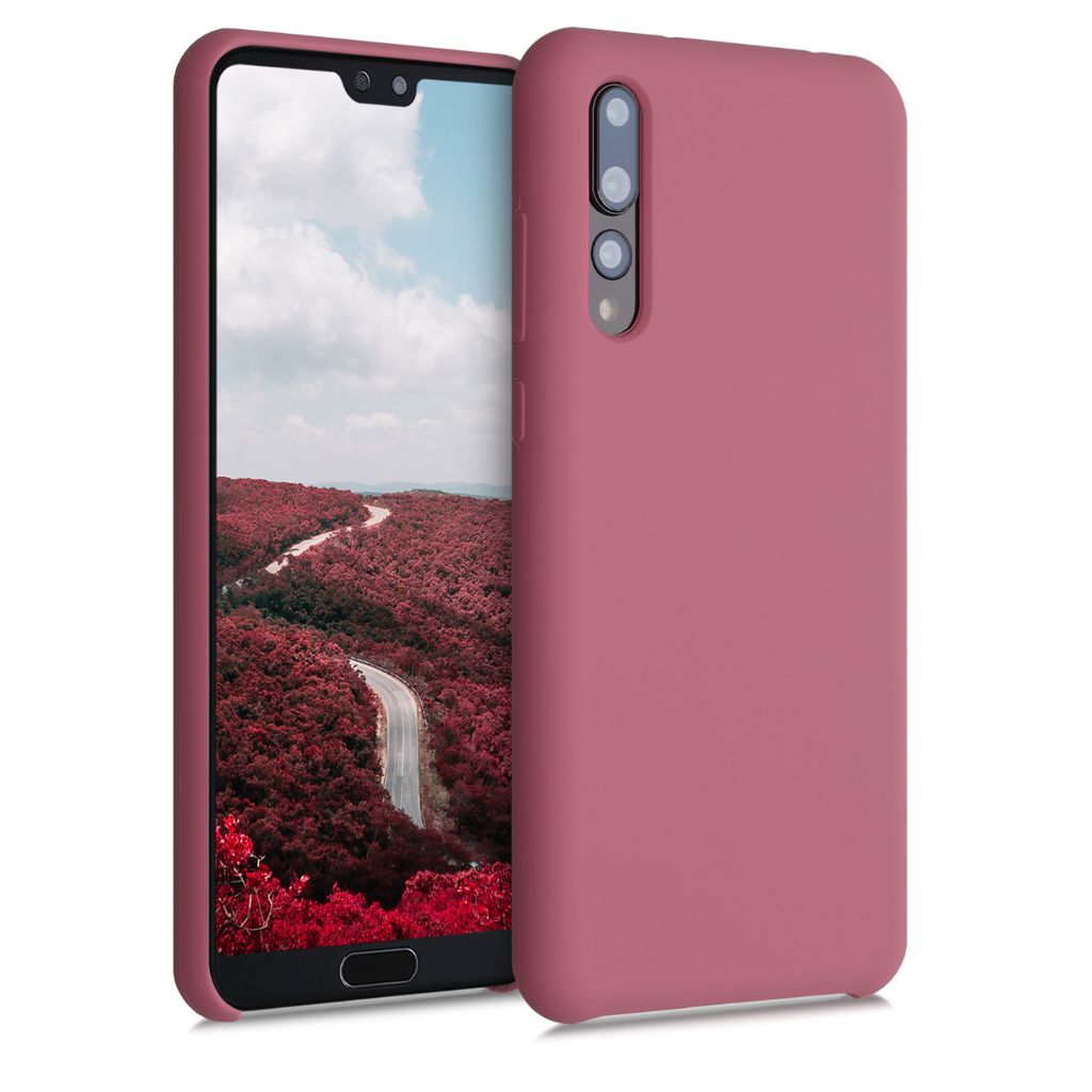 kwmobile Hülle kompatibel mit Huawei P20 Pro Hülle - Silikon Handy Case - Handyhülle weiche Oberfläche - kabelloses Laden - Dark Rose