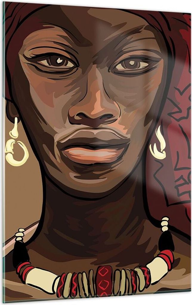 Bilder auf glas - Einteilig - eine frau afrika - 50x70cm - Glasbilder - Wandbilder - Bilder - zum Aufhängen bereit - Wanddekoration aus Glas - Gla...
