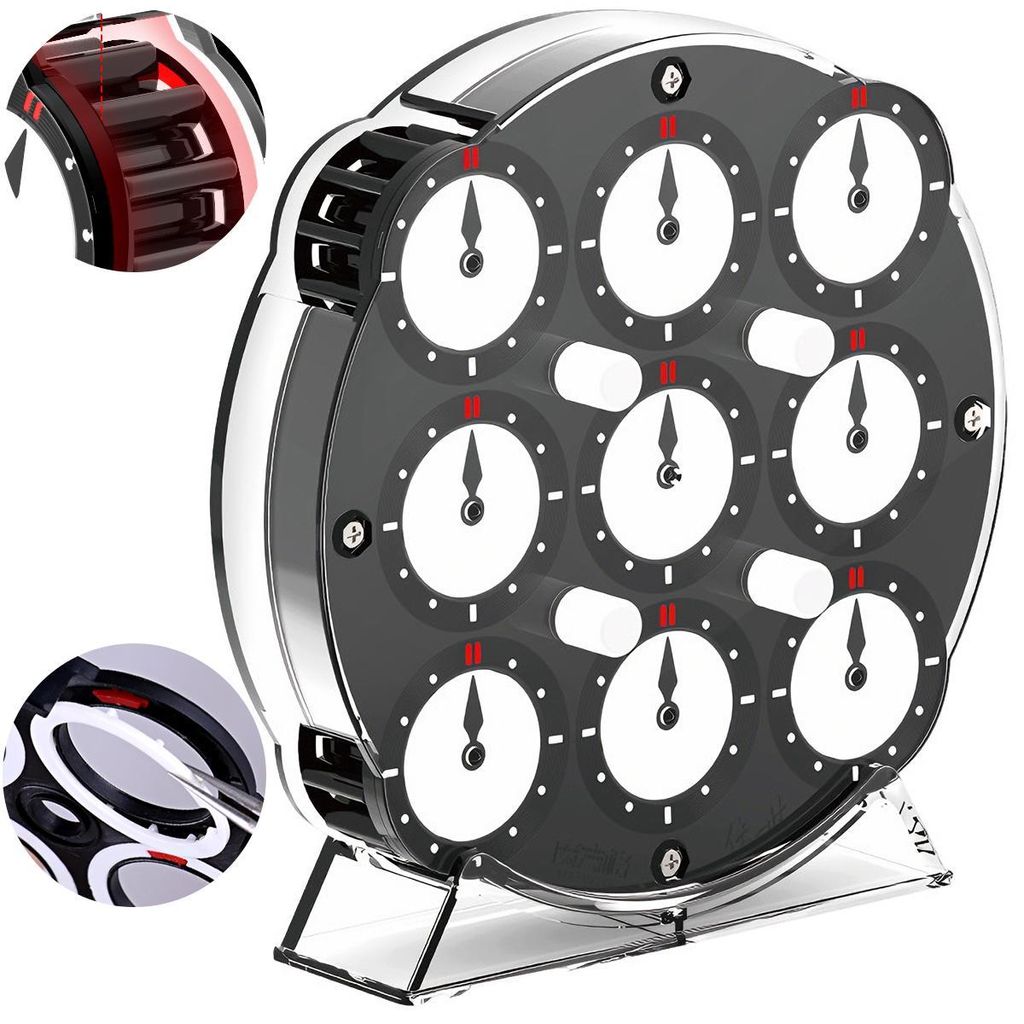 Chuanshi Magnetische Doppelseiten-Uhr, Logikspiel, 9 Ziffernplatten pro Seite, 4 Magneträder, 10×10×1,7 cm, Denkspiel für Kinder & Erwachsene