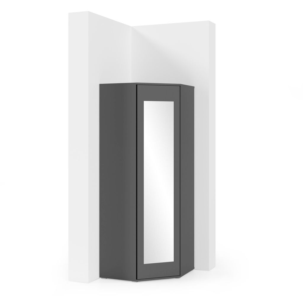Eckschrank "Modulo", Kleiderschrank mit Spiegel, Graphit Produktbild 