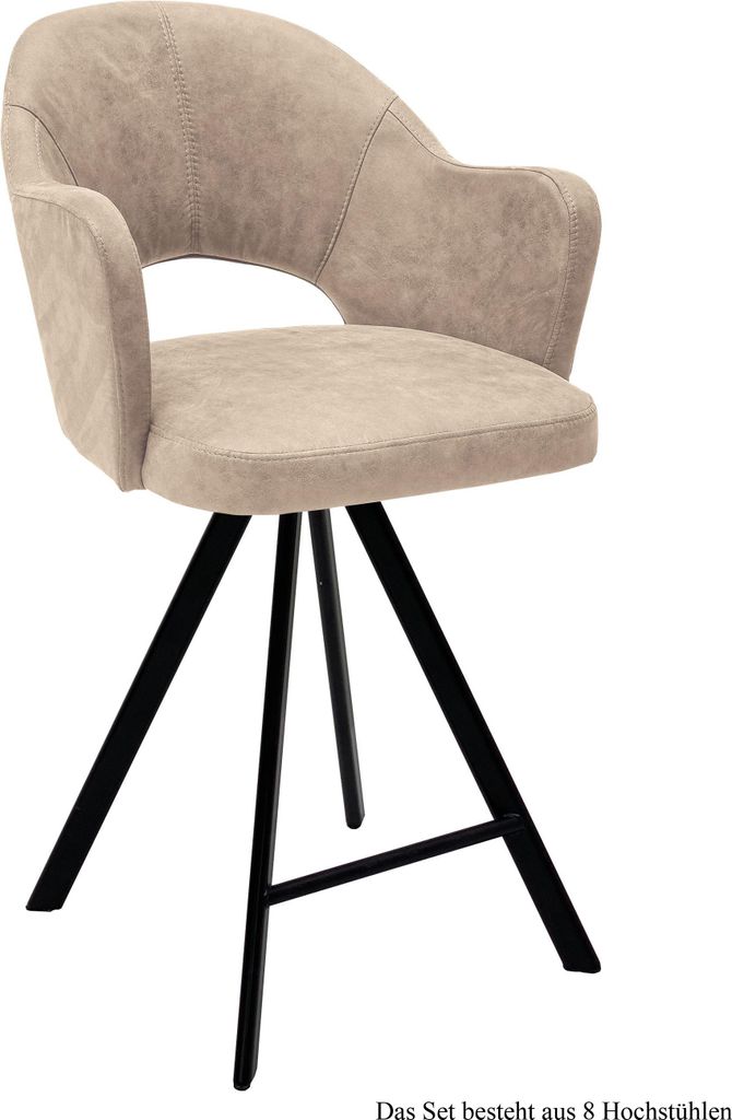 Thekenstuhl (8er-Set) Delinda 59x104x61 Schwarz/Natur