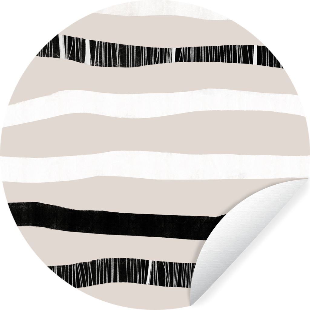 MuchoWow Runde Wandtattoo - Wandsticker Tapete Aufkleber Linie - Pastell - Minimalismus - Muster Ø 80 cm Selbstklebend und Repositionierbar - Wa...