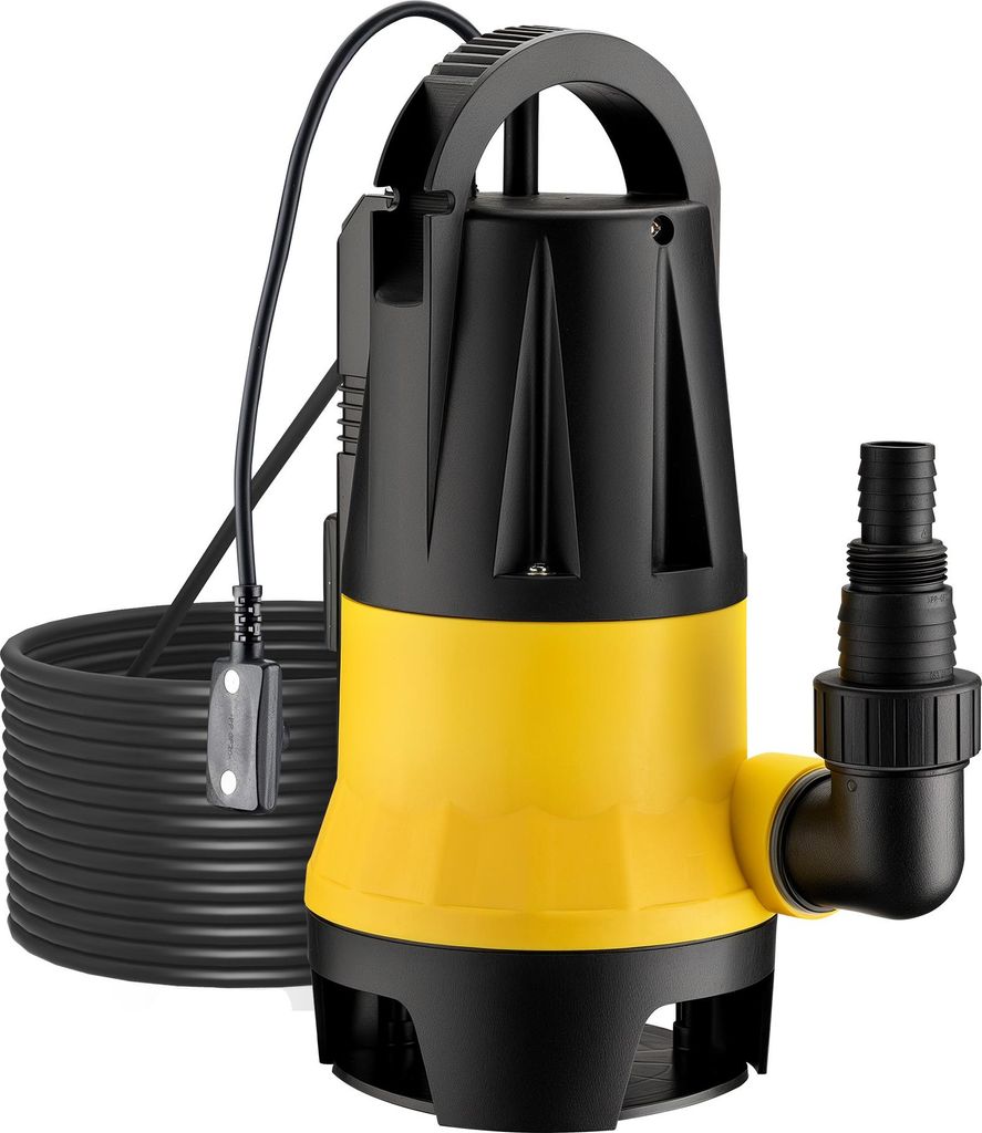 Wiltec Schmutzwasserpumpe mit Sensor 550 W, Tauchpumpe Schmutzwasser mit 2 Modi, Wasserpumpe 12500 l/h, Brunnenpumpe 7 m Förderhöhe & 7 m Tiefe
