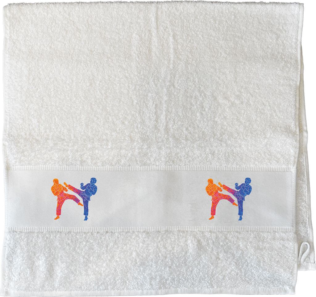 Huuraa Handtuch Taekwondo bunte Silhouette 50x100cm White Baumwolle Handtuch Geschenkidee