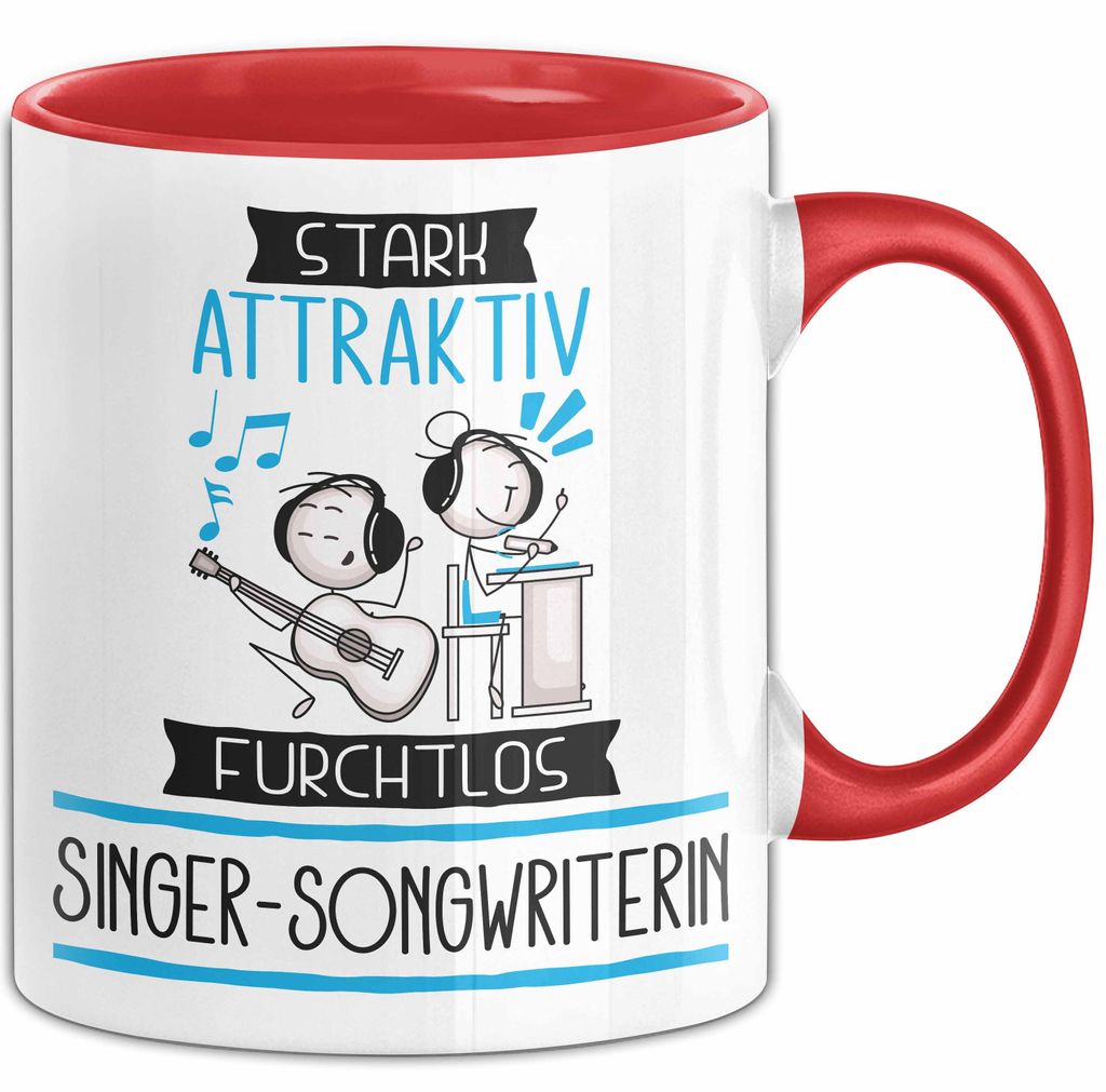 Singer-Songwriterin Tasse Geschenk Becher Stark Attraktiv Furchtlos Singer-Songwriterin Lustige Geschenkidee (Rot)