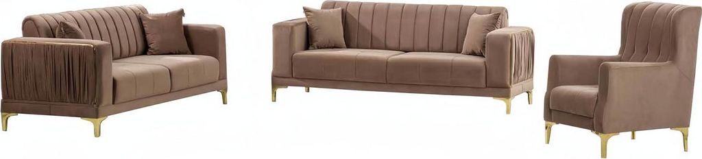 Sofa 3-Sitzer Wohnzimmer 3tlg Couch Komplettsofa Lounge-Garnitur Relaxgarnitur