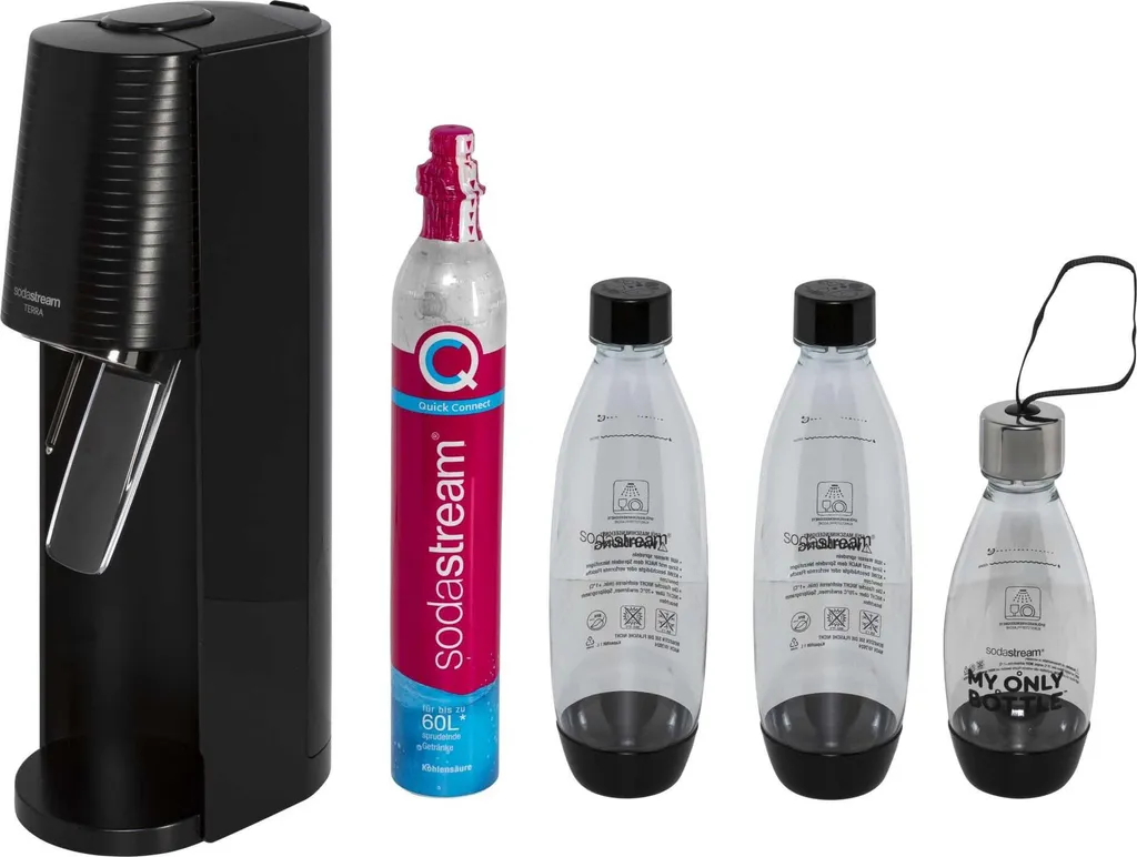 Set Famiglia SodaStream Terra Nero - 3 Bottiglie Inlcuse - Acqua Frizzante