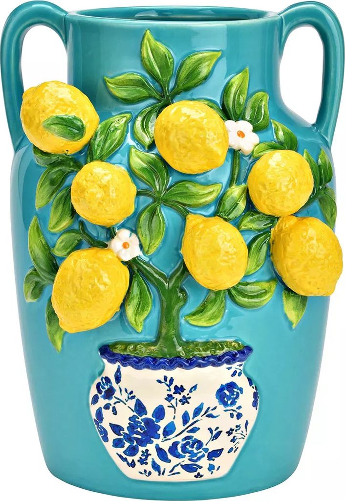 Vase mit 3D Zitronen aus Keramik