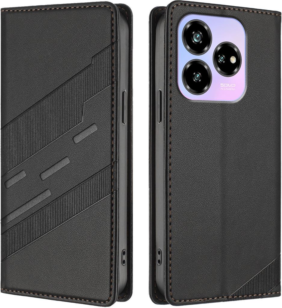 Hülle für ZTE Blade V60 Design, Kunstleder Brieftaschen Handyhülle mit Kartenfach und Standfunktion Schwarz