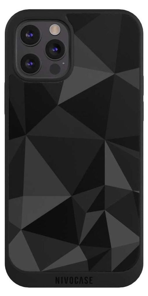 NIVOCASE Handyhülle für Apple iPhone 12 Pro Max Hülle NIVOpure Case Schwarz Abstrakt Geometric Muster