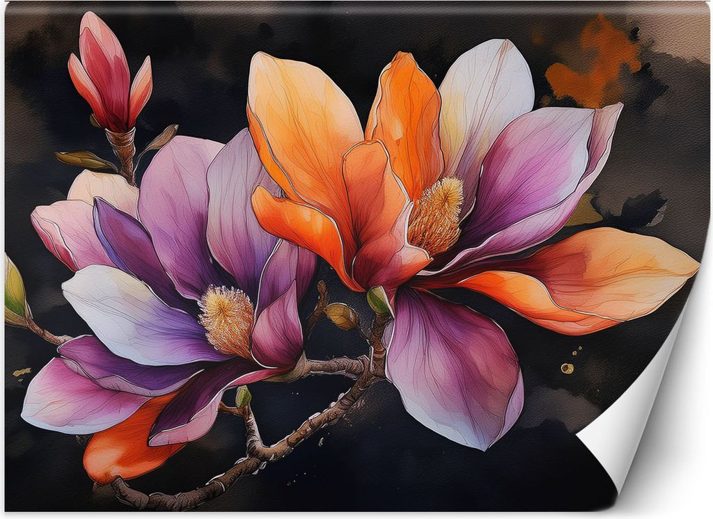 Vlies fototapete Magnolie Natur 200x140 cm Feeby Bunt inkl. Kleber einfache Montage