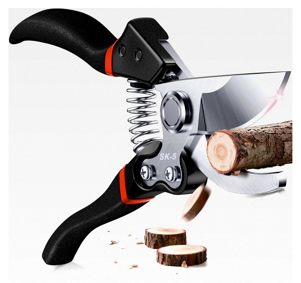 Gartenschere aus SK-5 Stahl mit Sicherheitsverriegelung, rostfreie Rosenschere für Äste bis 25mm, rutschfester Griff, Pflanzenschere für Rosen, ...