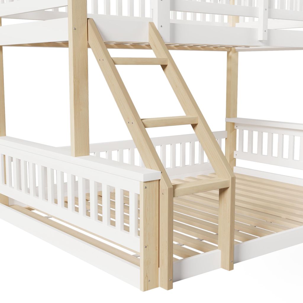okwish Etagenbett 90/140x200 Bettgestell in verschiedenen Größen,Jugendbett mit erhöhten Schutzgitter,Kinderbett mit stabilem Geländer,ohne Mat...