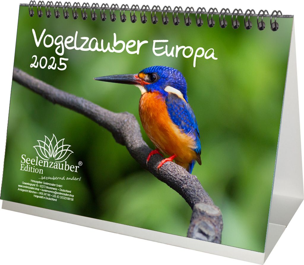 Vogelzauber Europa DIN A5 Tischkalender für 2025 Vogel - Seelenzauber