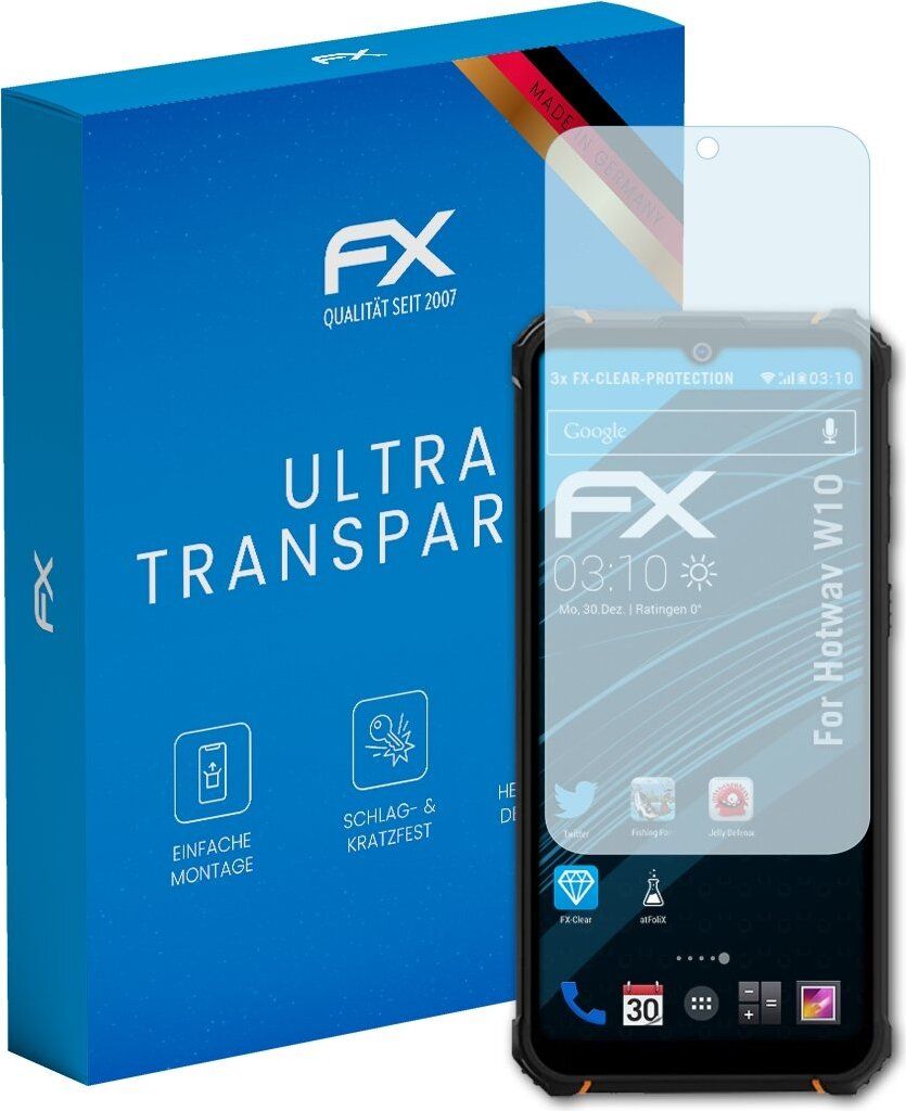 atFoliX FX-Clear 3x Schutzfolie kompatibel mit Hotwav W10 Displayschutzfolie