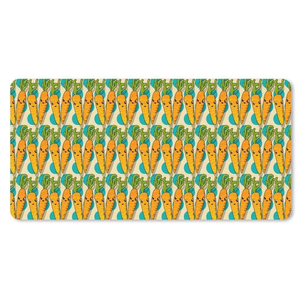 MuchoWow Schreibtischunterlage Muster - Lebensmittel - Karotte 80x40 cm - XXL Mauspad - Gaming Mauspad