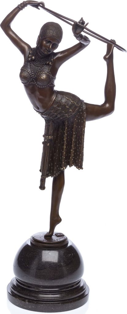 Bronzeskulptur Tänzerin mit Ring Artdeco Bronze Figur Skulptur 54cm sculpture