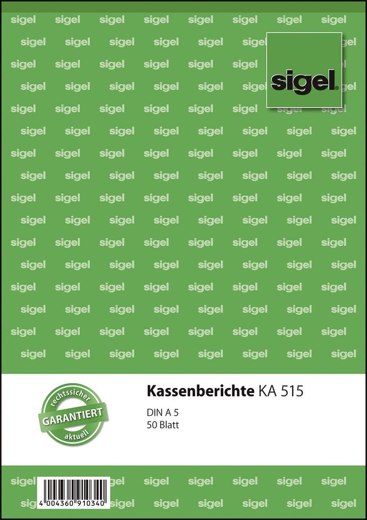 SIGEL KA515 Rapports de caisse - A5, 50 feuilles Image du produit 
