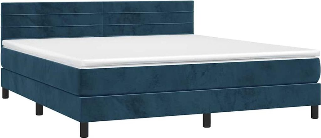 vidaXL Boxspringbett mit Matratze Dunkelblau 160x200 cm Samt