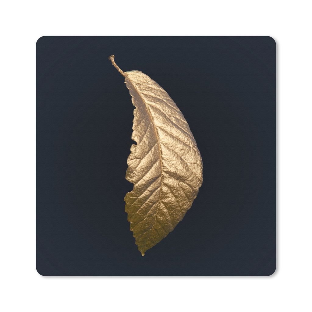 MuchoWow Mauspad Mousepad Blätter - Luxus - Gold - Schwarz - Natur 30x30 cm - Mousepads - Maus Mat - Pad - Mausunterlage - Gaming
