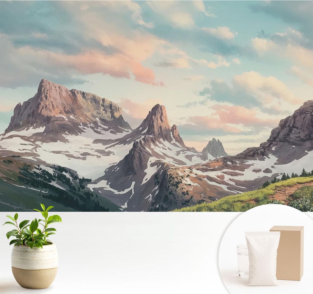 Fototapete - 104x70 cm - Tapete - Wandtapete - Wandbilder - Dekofolie - Tapete Folie - Wand - Dekoration - Wohnzimmer - Bergpanorama
