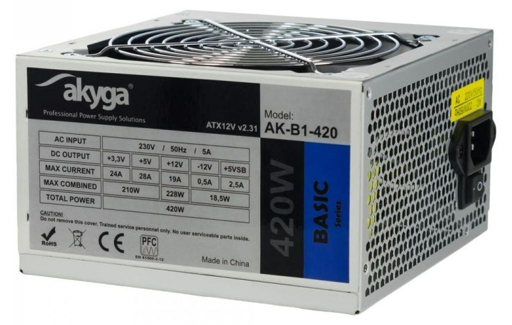 Alimentation Akyga AK-B1-420 420 W 20+4 broches ATX Grise Image du produit 
