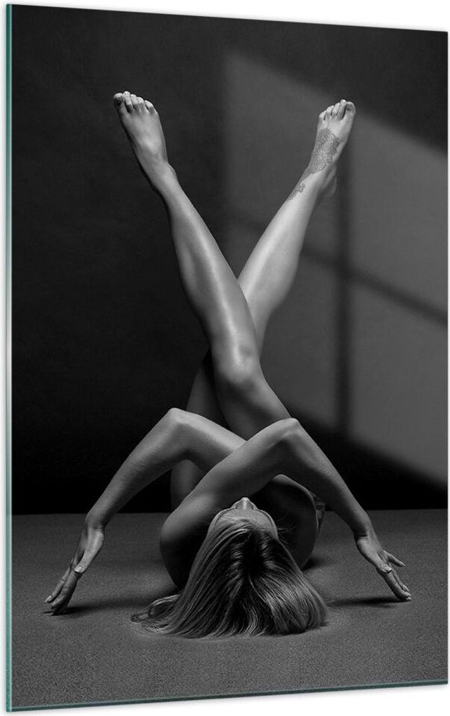 Bilder auf glas - Einteilig - Frau Gymnastik Yoga - 50x70cm - Glasbilder - Wandbilder - Bilder - zum Aufhängen bereit - Wanddekoration aus Glas - ...