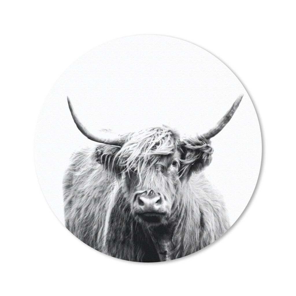 MuchoWow Mauspad Mousepad Schottischer Highlander - Porträt - Schwarz - Weiß 30x30 cm - Mousepads - Maus Mat - Pad - Mausunterlage - Tischunter...