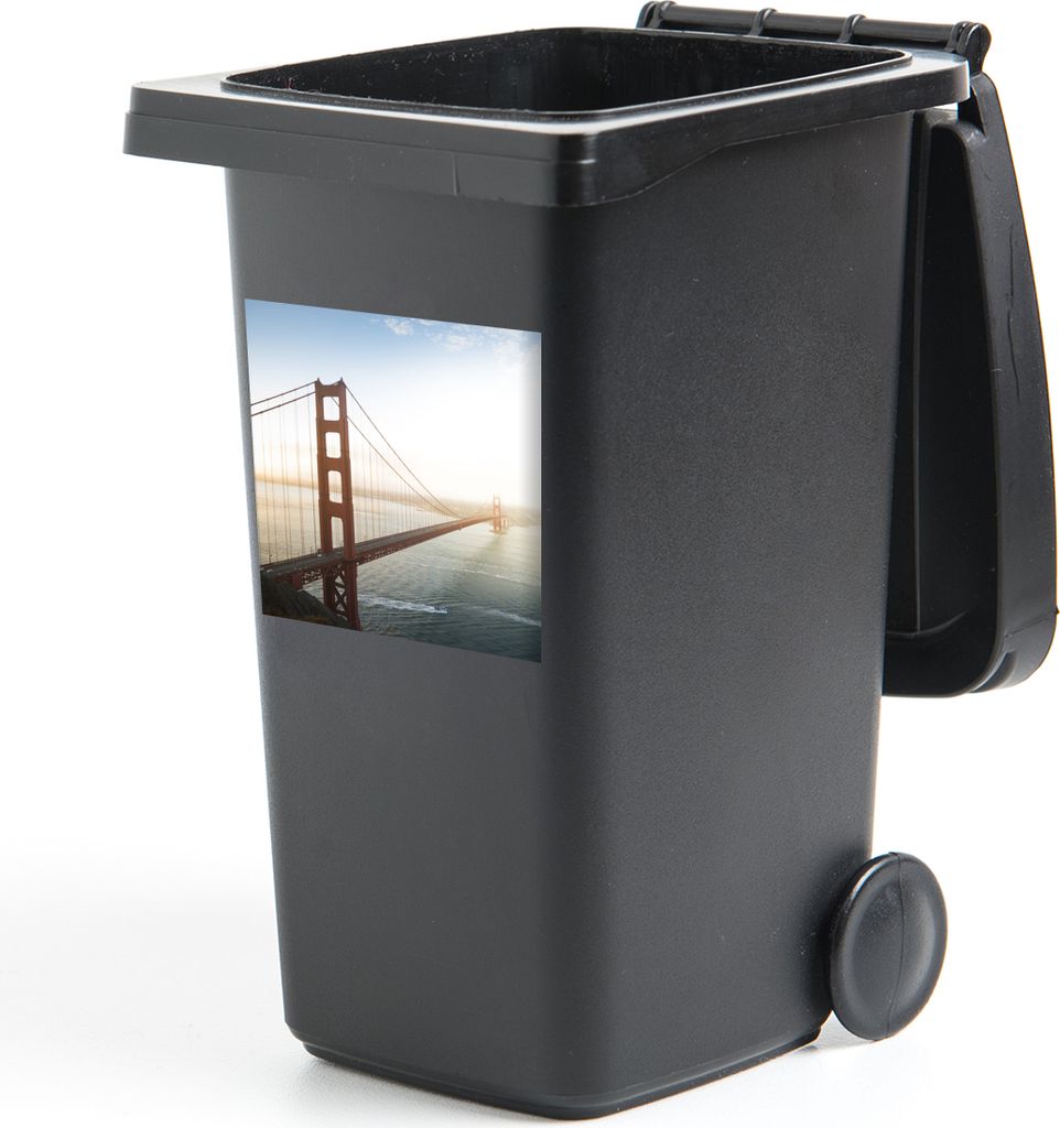 MuchoWow Mülltonnenaufkleber Morgennebel an der Golden Gate Bridge in Kalifornien 40x40 cm - Abfall-Aufkleber - Container - für Abfallcontainer